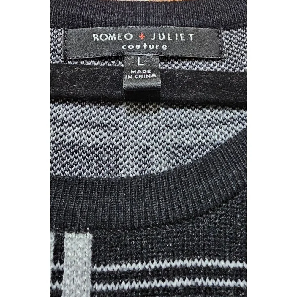 Romeo + Juliet Couture Womens Black & White Plaid Short Sleeve Knit Dress Size L